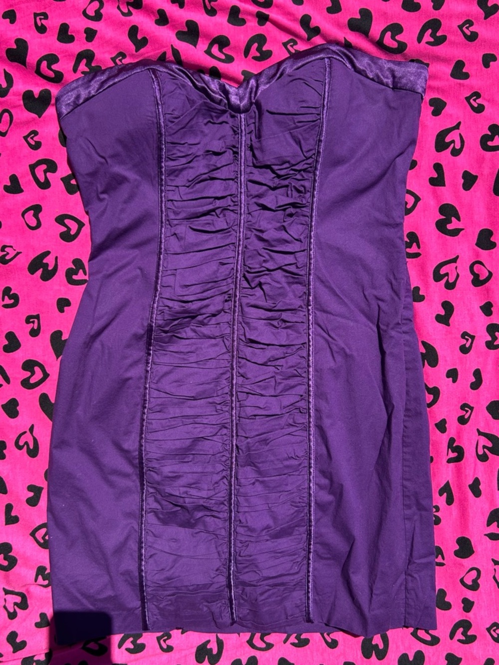 bebe Strapless Dress in Vibrant Purple